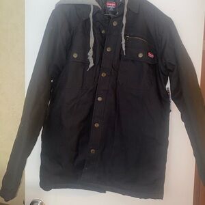 Wrangler Men's Dark Jacket with Gray Hood